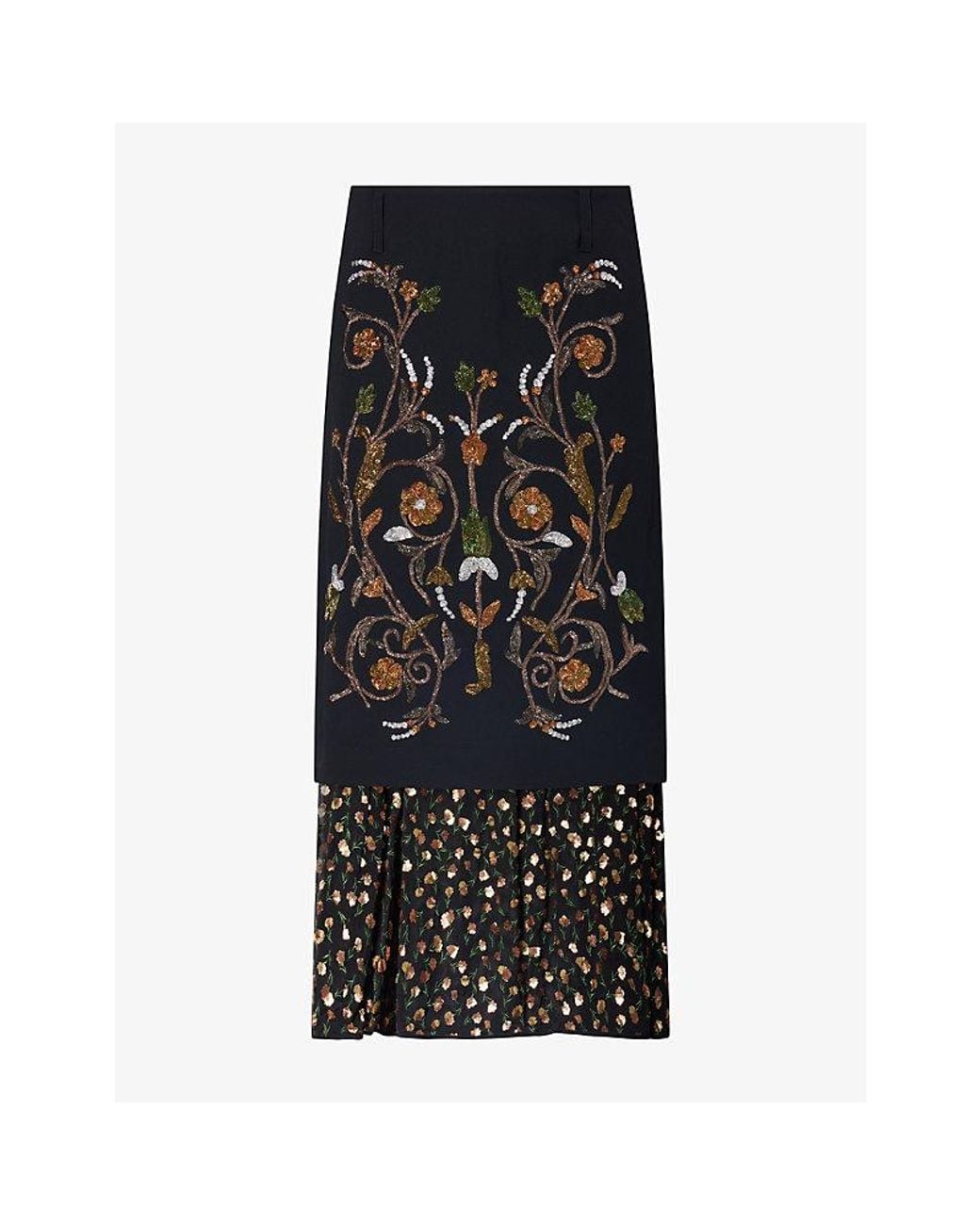 Dries Van Noten Black Sentista Embellished Woven Midi Skirt