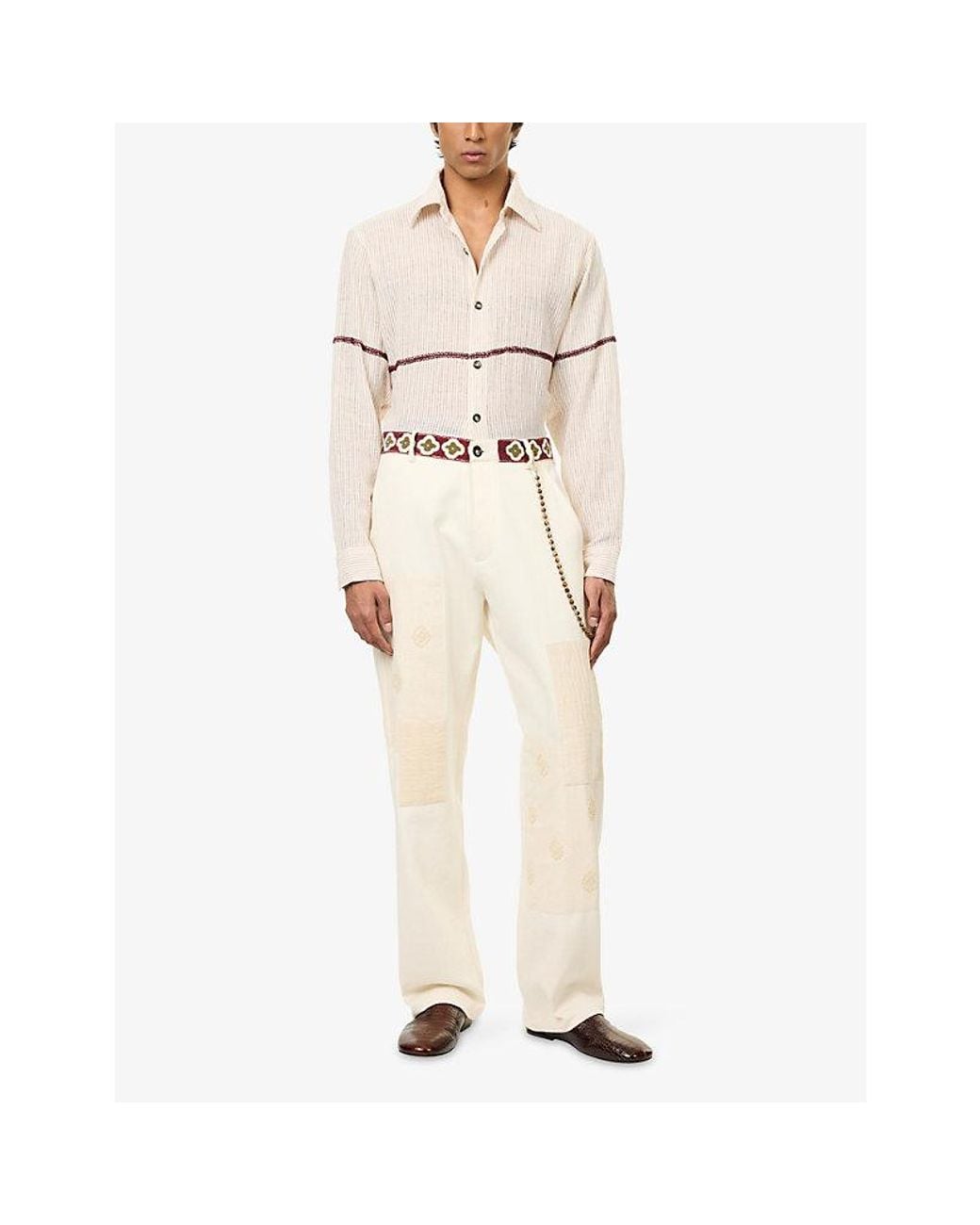 Kartik Research Natural Patchwork Embroidered Denim Jeans for men