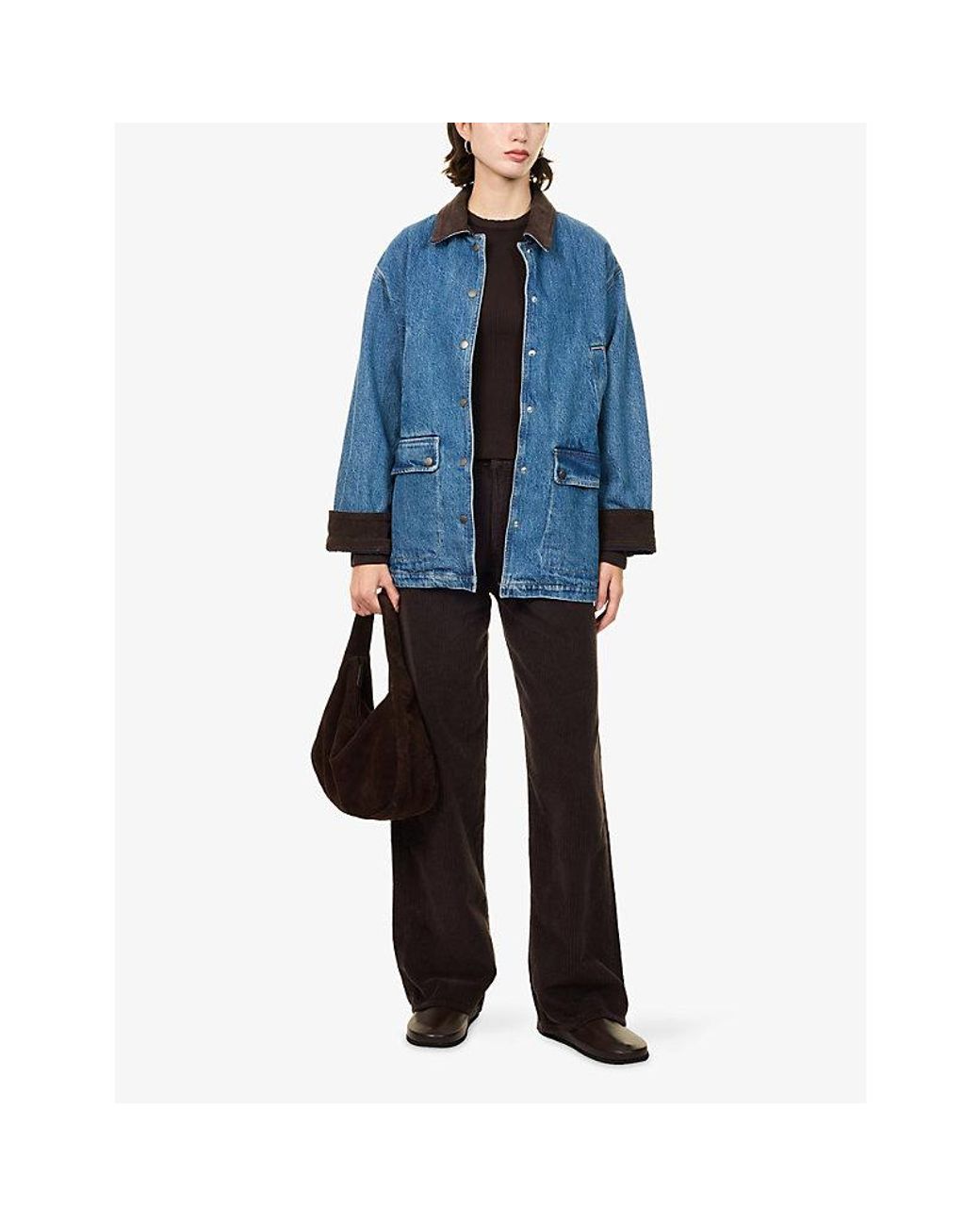 Rag & Bone Blue Cassidy Contrast-Collar Denim Jacket