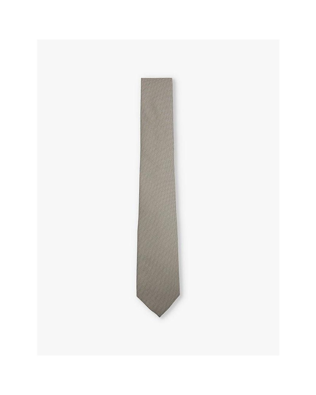 Reiss White Ceremony Textured Woven Tie for men
