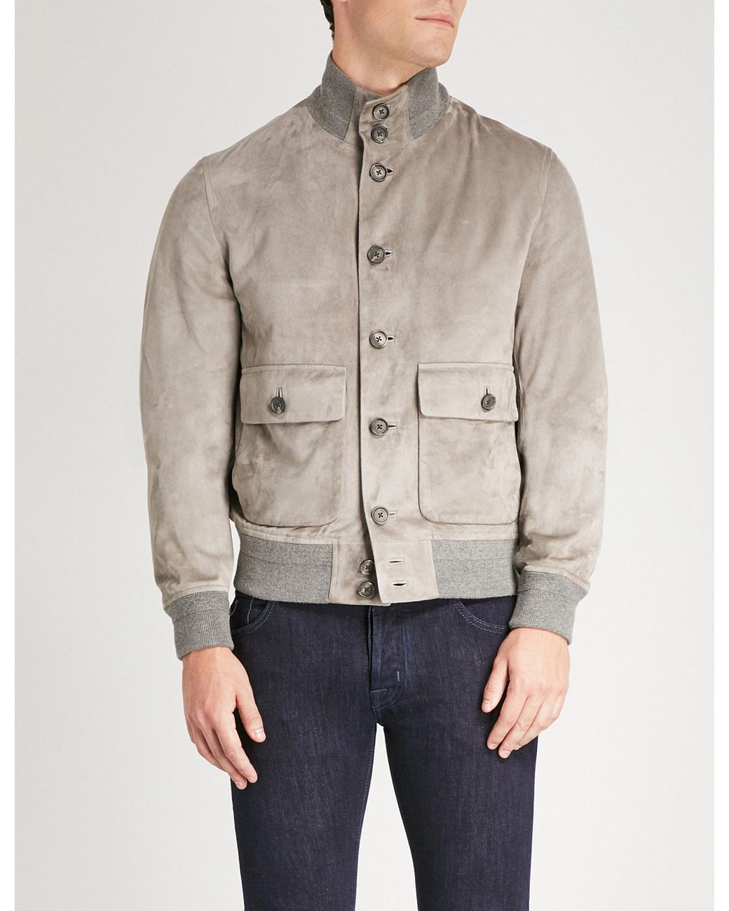 Ralph Lauren Purple Label Hayworth Suede Jacket in Gray for Men | Lyst