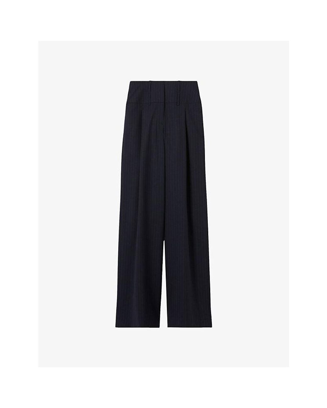 Claudie Pierlot Blue Straight-Leg Knitted Wool-Blend Trousers