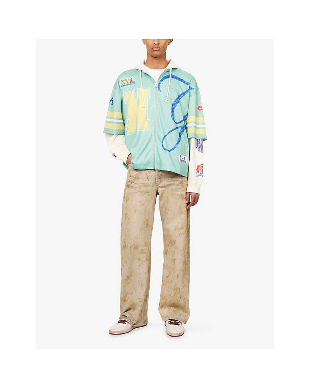 AWAKE NY Blue Headcrack Champs Graphic Mesh Hoody for men