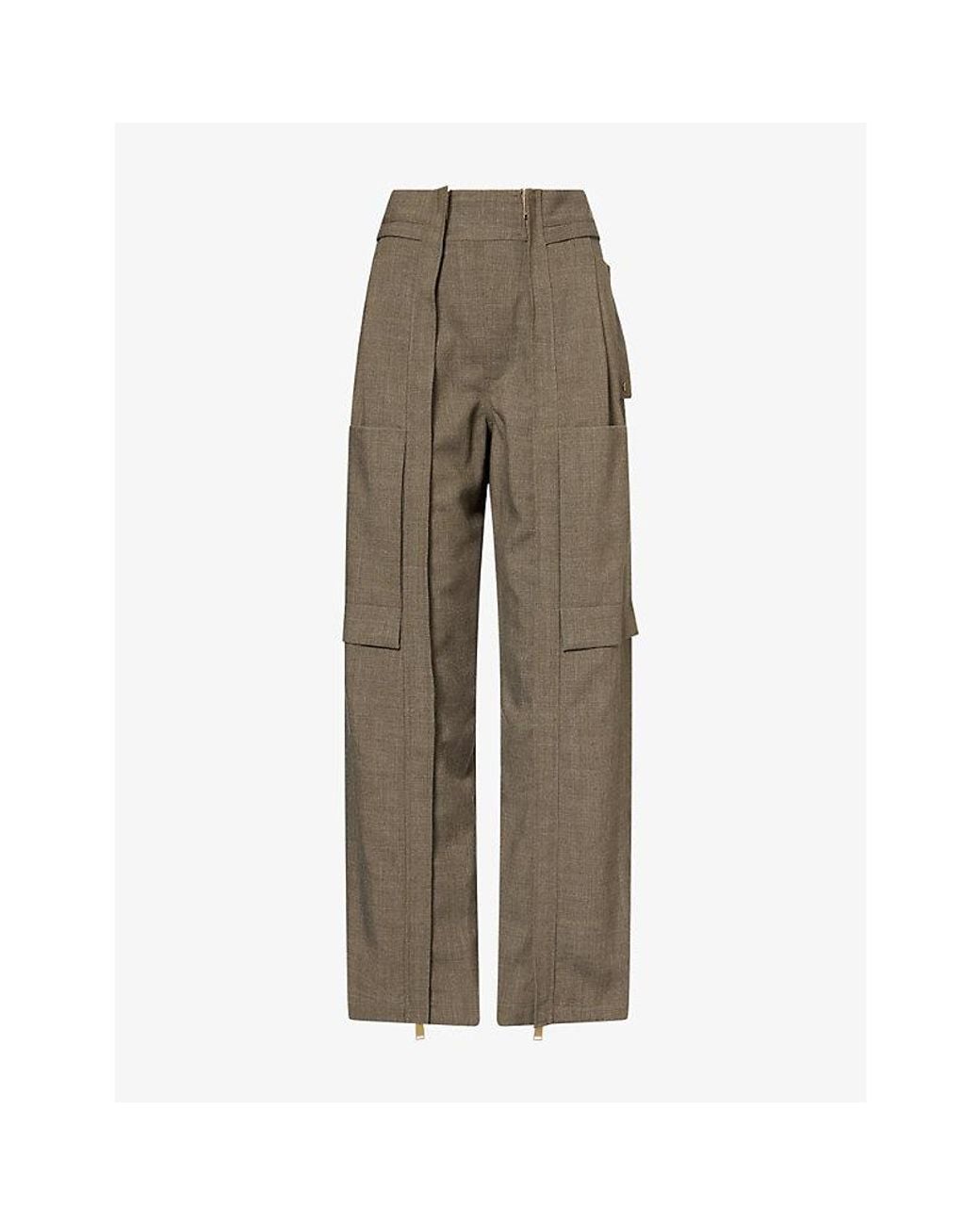 DARKPARK Gray Adriana Cargo Wool-Blend Trousers