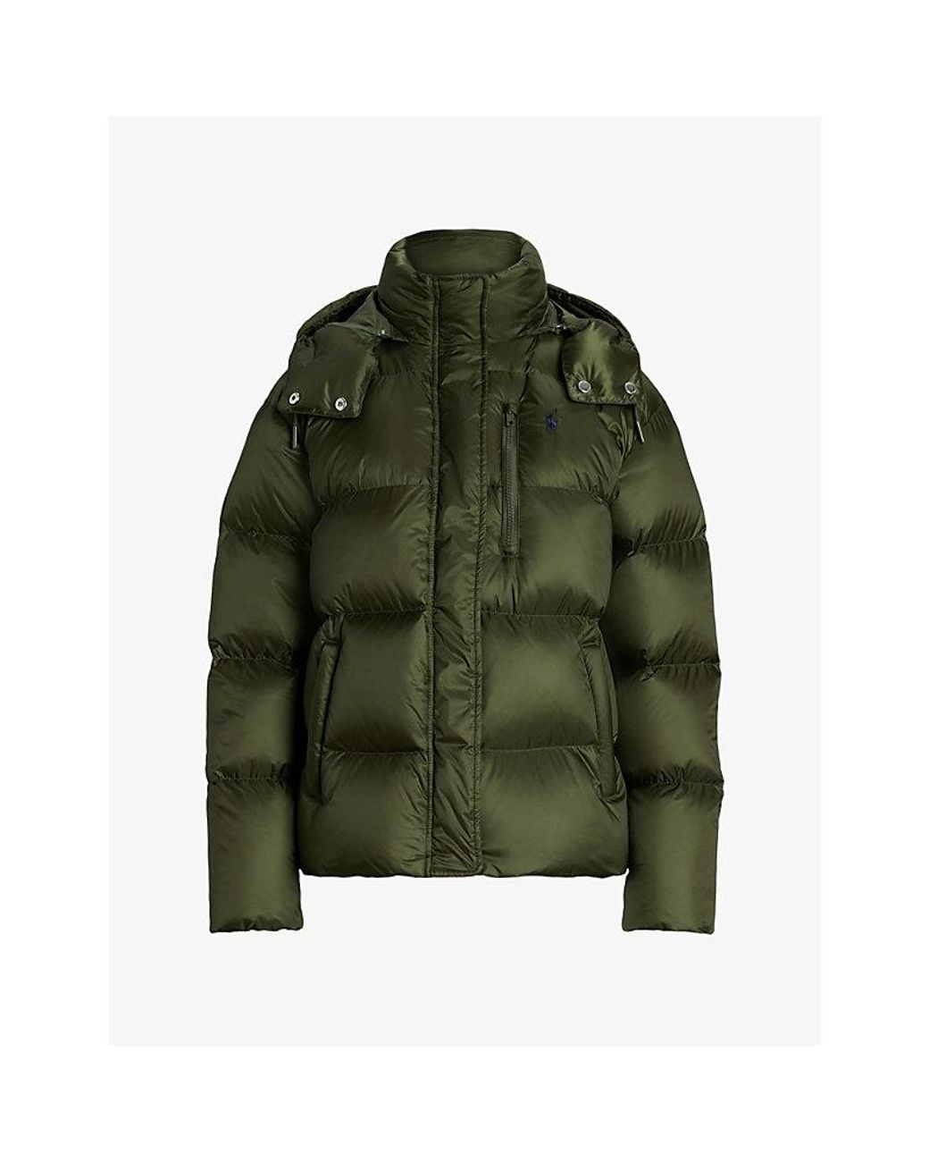 Polo Ralph Lauren Green Brand-Embroidered Padded Shell-Down Coat