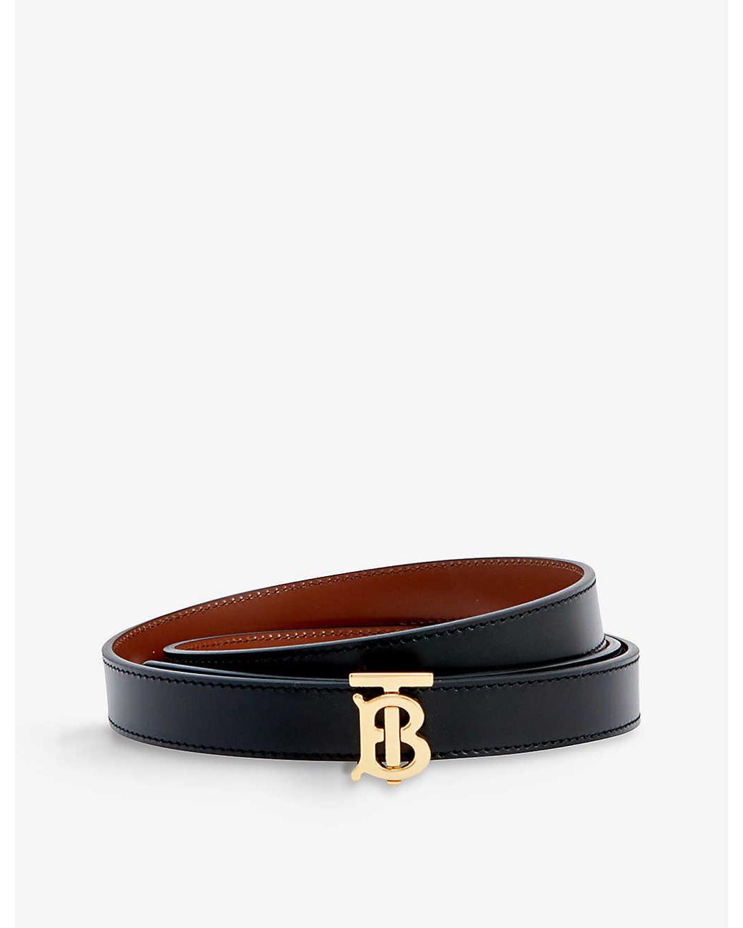 Burberry Monogrambuckle Branddebossed Leather Belt in White for Men