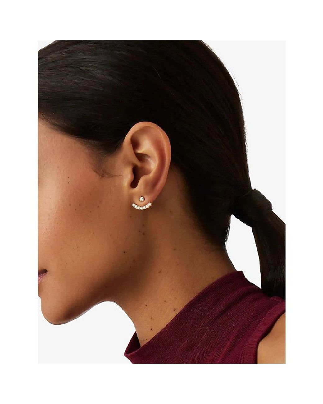 Missoma White Tennis Ear 18Ct Plated Brass And Cubic Zirconia Jacket Stud Earrings