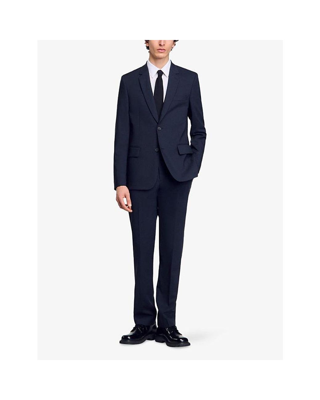 Sandro Blue Regular-Fit Single-Breasted Wool Blazer for men