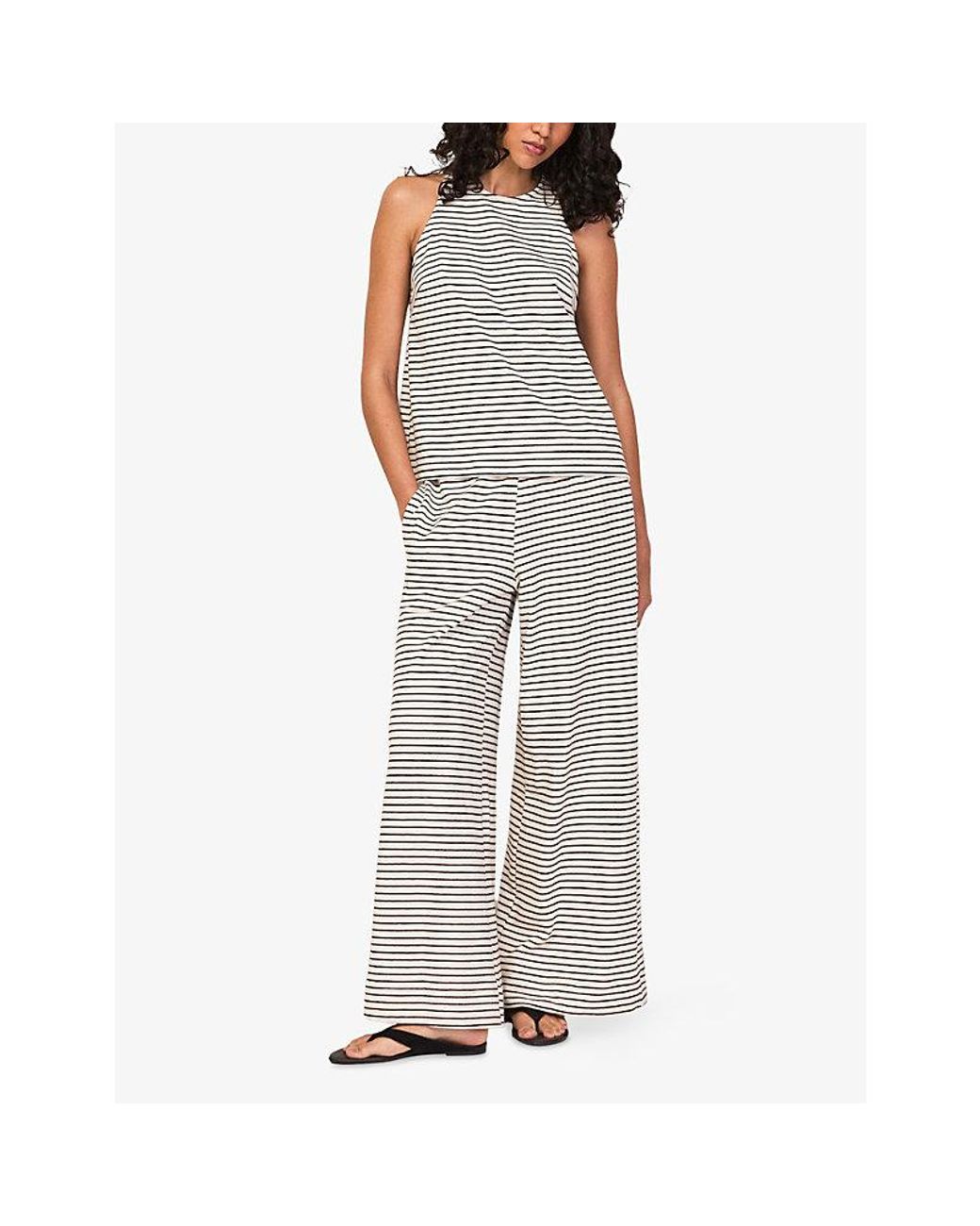 Ro&zo Gray Striped Elasticated-Waist Cotton-Jersey Trousers