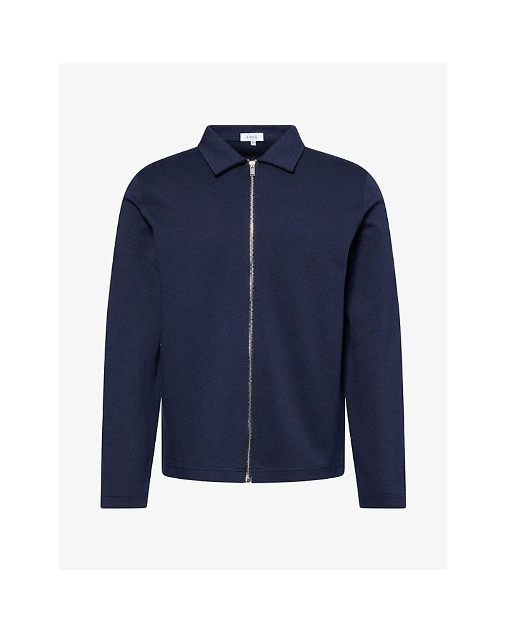Arne Blue Zip-Through Cotton-Jersey Overshirt for men