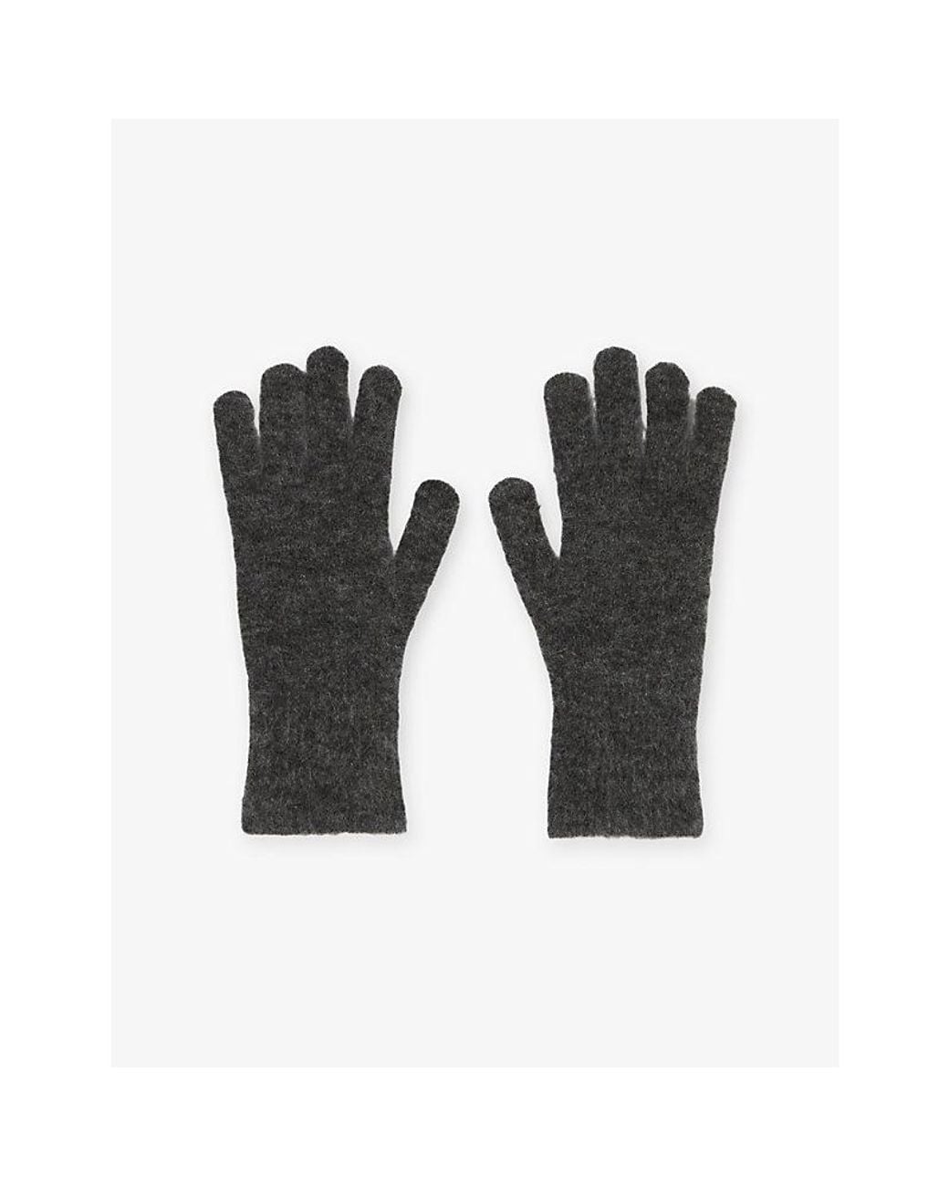 Claudie Pierlot Black Brushed-Texture Wool-Blend Gloves