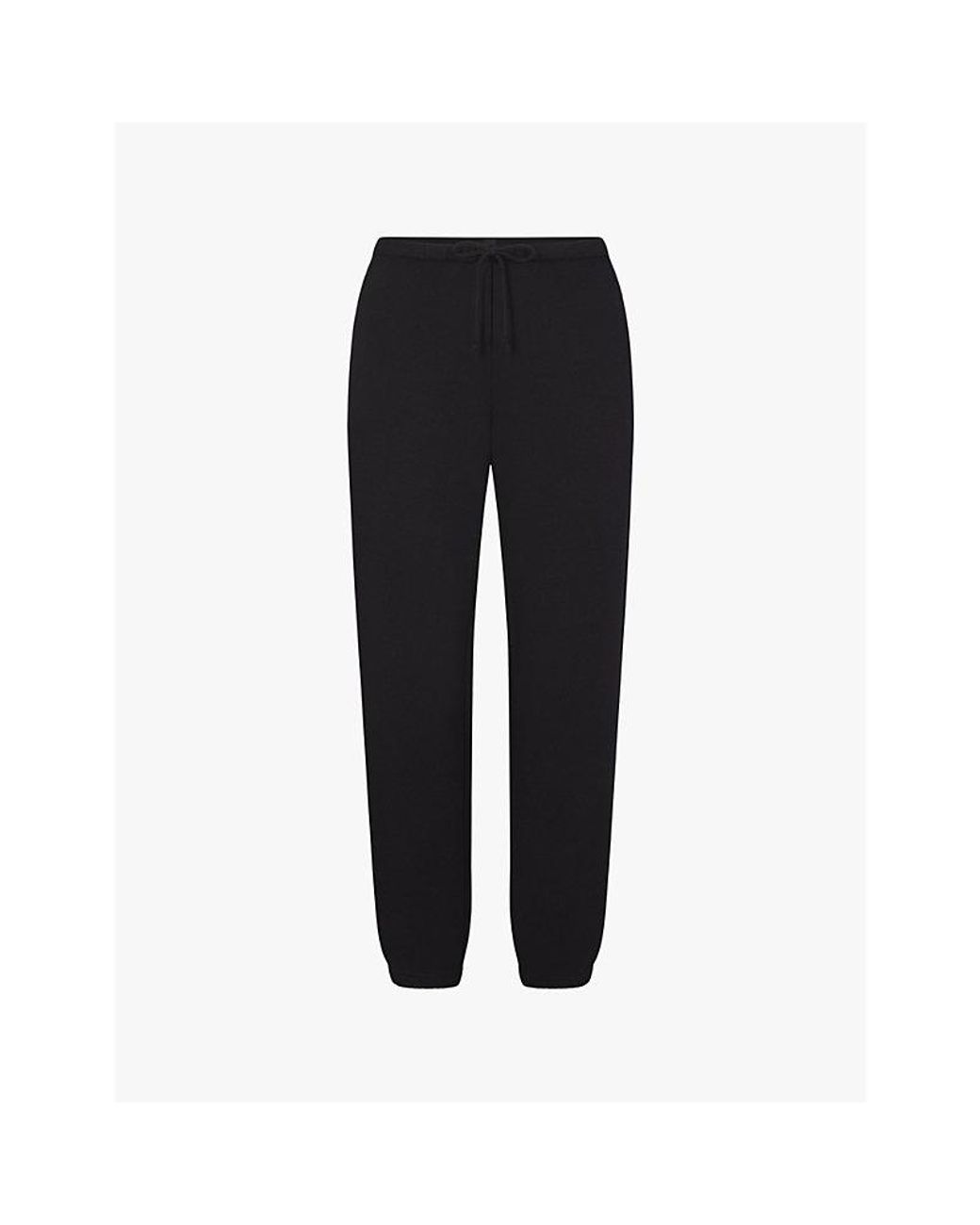 Skims Black Elasticated-Waist Fleece Jogging Bottoms