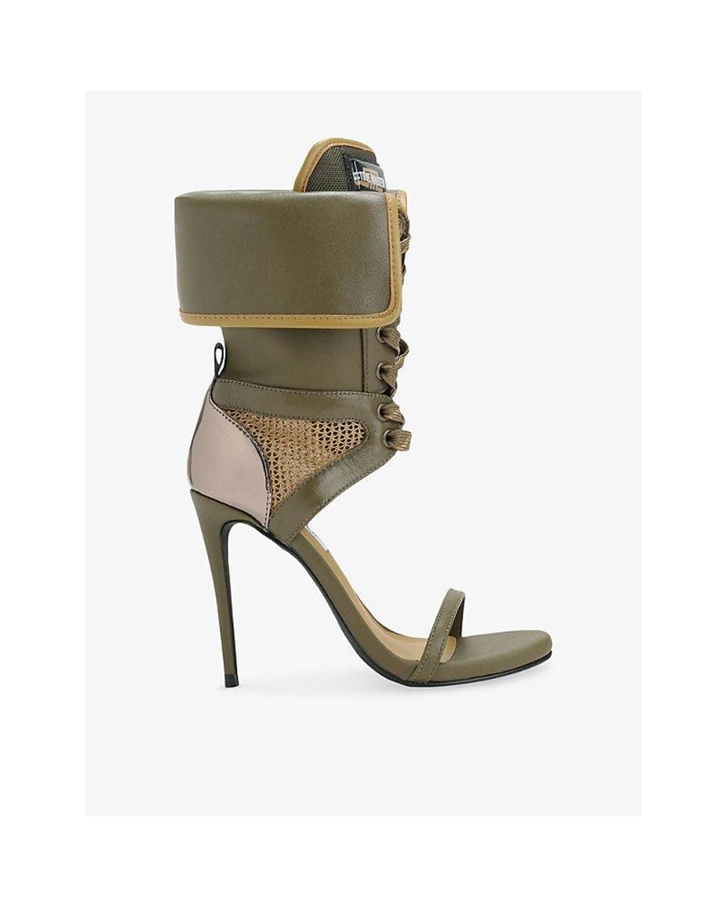 Steve Madden Green Casella Faux-Leather Heeled Sandals