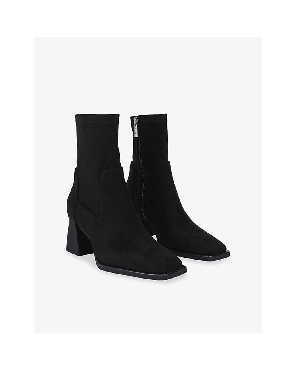 Steve Madden Black Hover Faux-Suede Heeled Ankle Boots