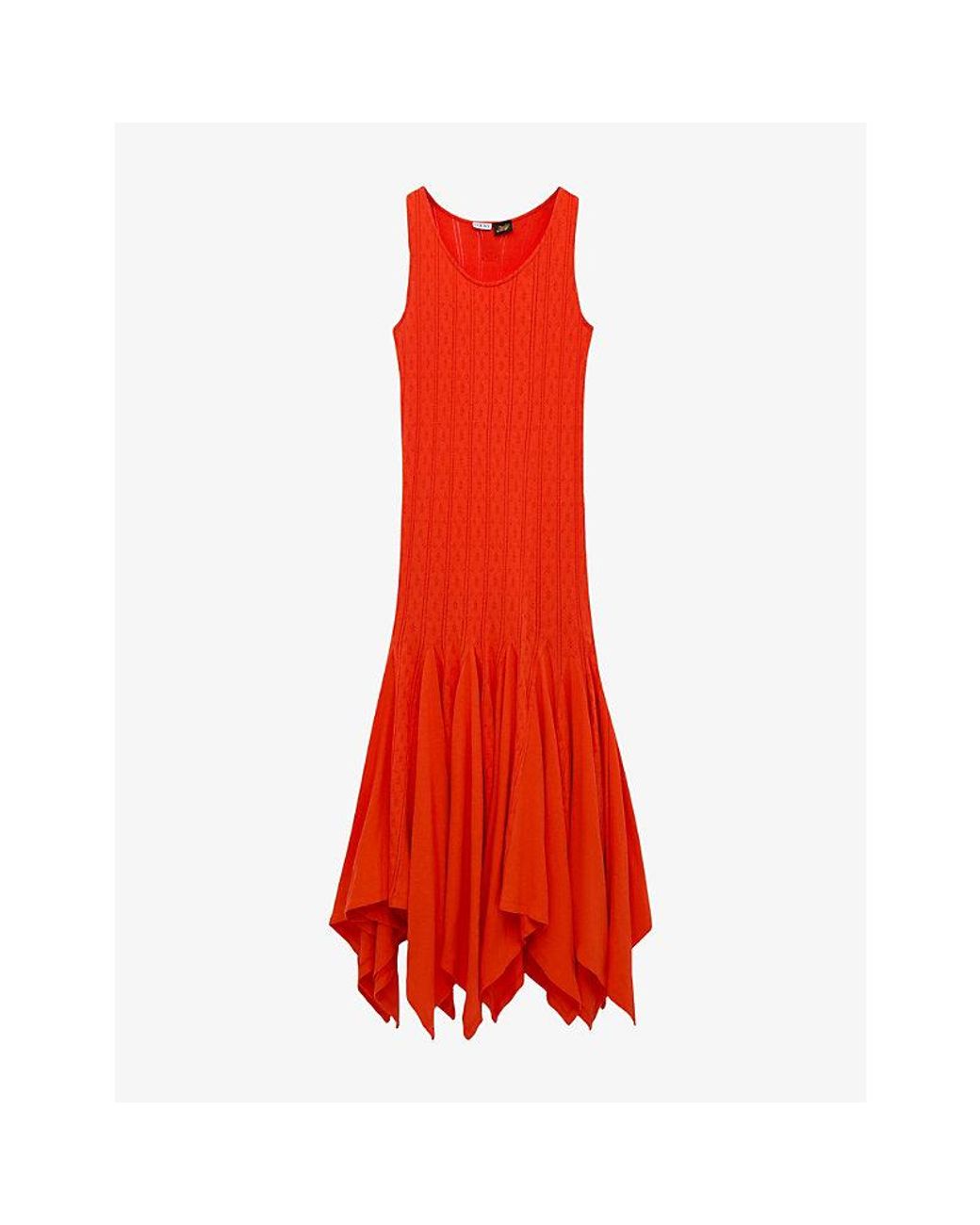 Loewe Red X Paula's Ibiza Sleeveless Pointelle Cotton-Blend Midi Tank Dress
