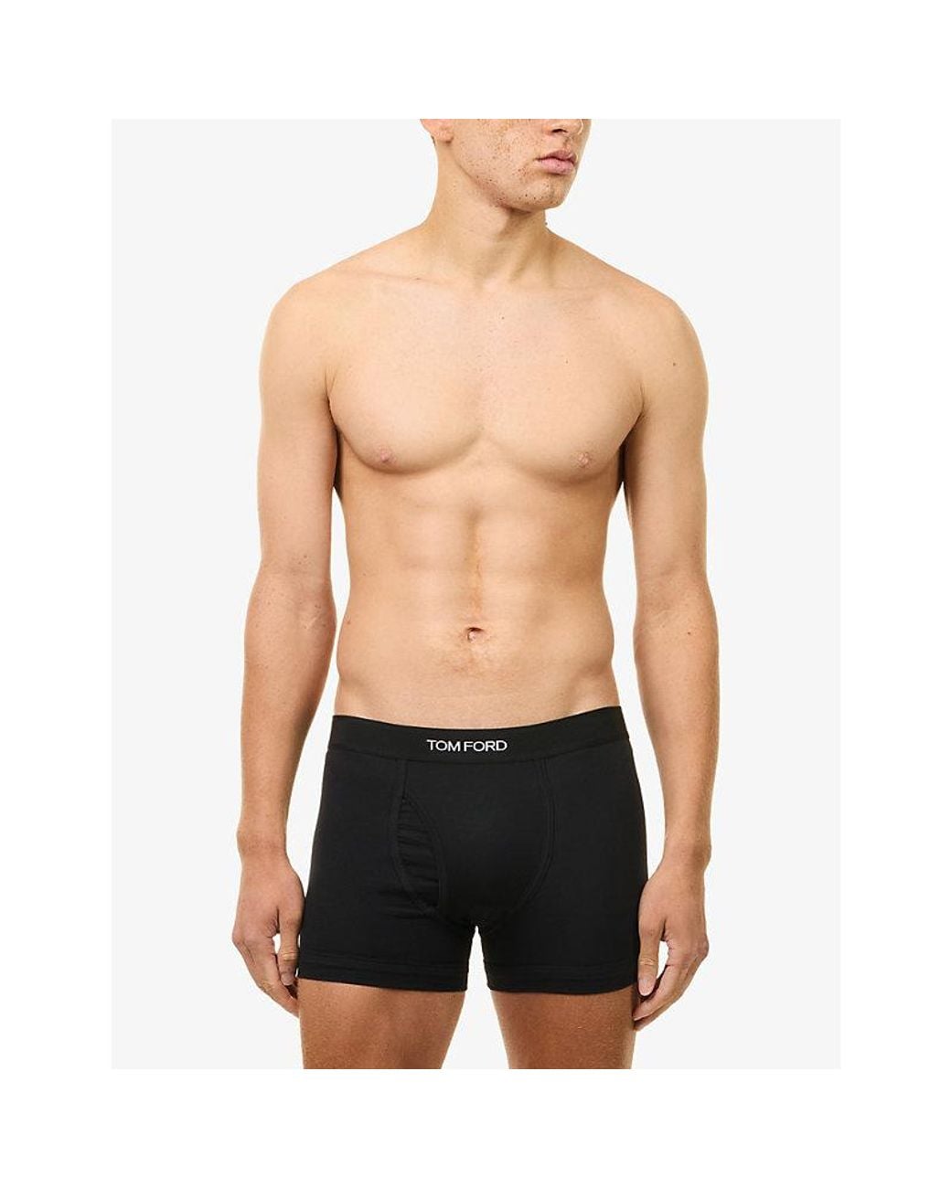 Tom Ford Black Logo-Waistband Cotton-Blend Boxer Briefs for men