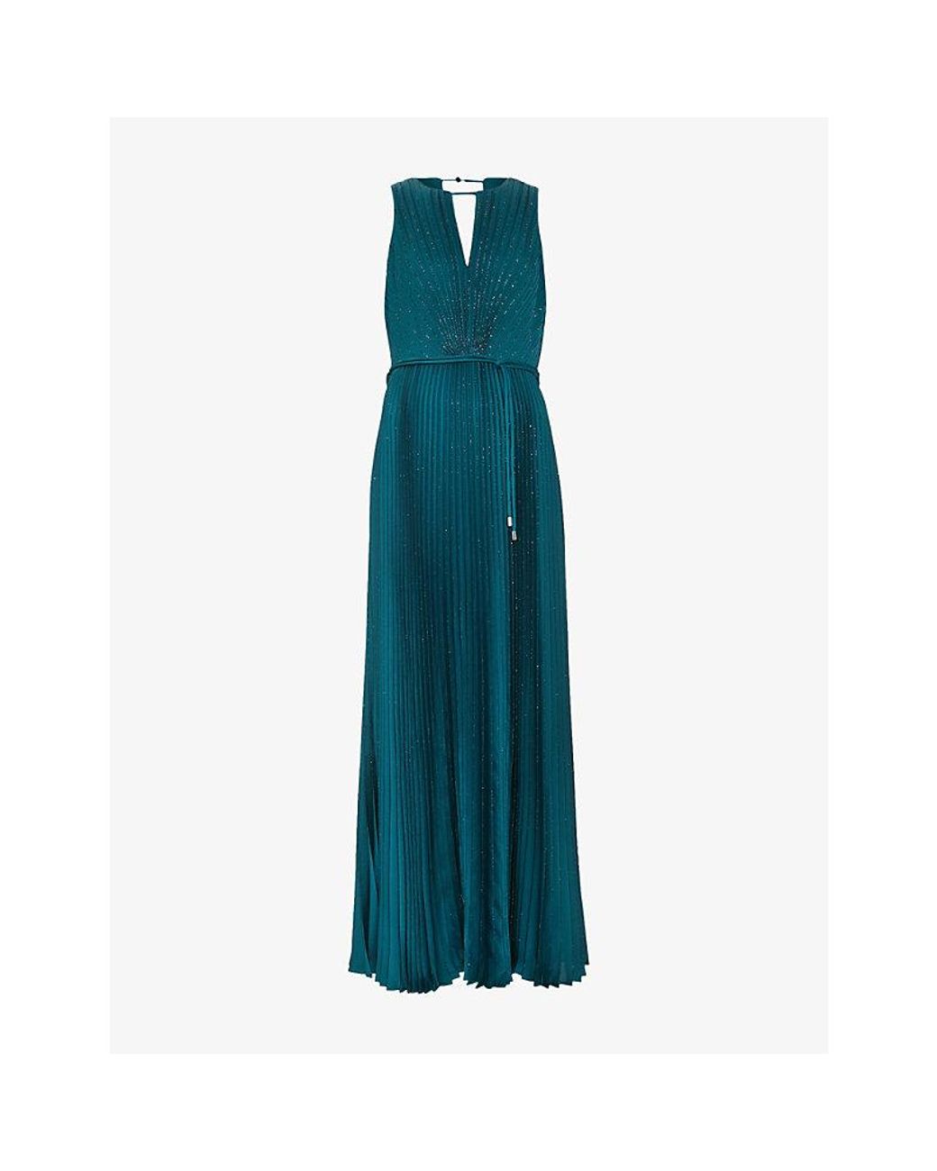 blue dress with gems Chunky Gem Double Strap Satin A line Dress with Sweep Train – Camille La Vie main image 1