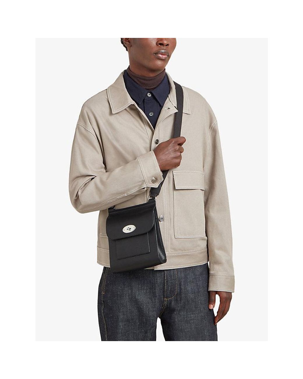 Mulberry Black Antony Leather Messenger Bag for men