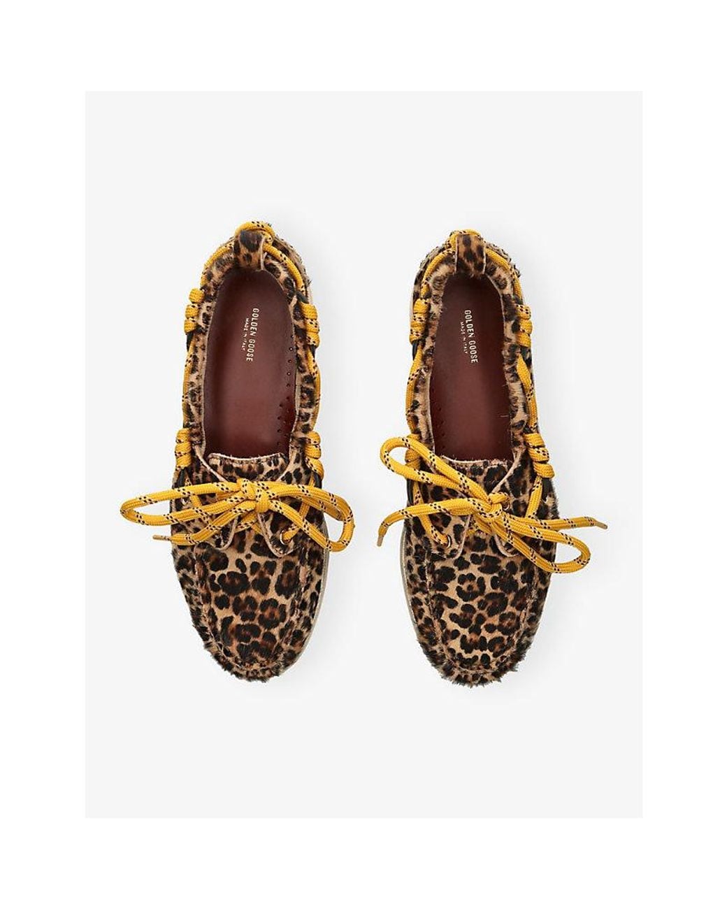 Golden Goose Deluxe Brand Multicolor Leopard-Print Leather Boat Shoes