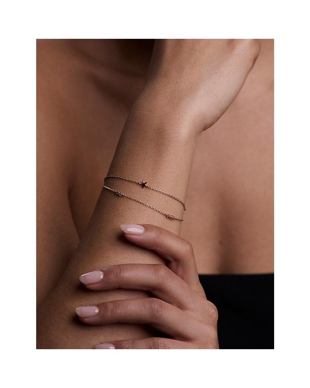 Astrid & Miyu White Starfish Double Chain-Plated Sterling- And Cubic Zirconia Bracelet