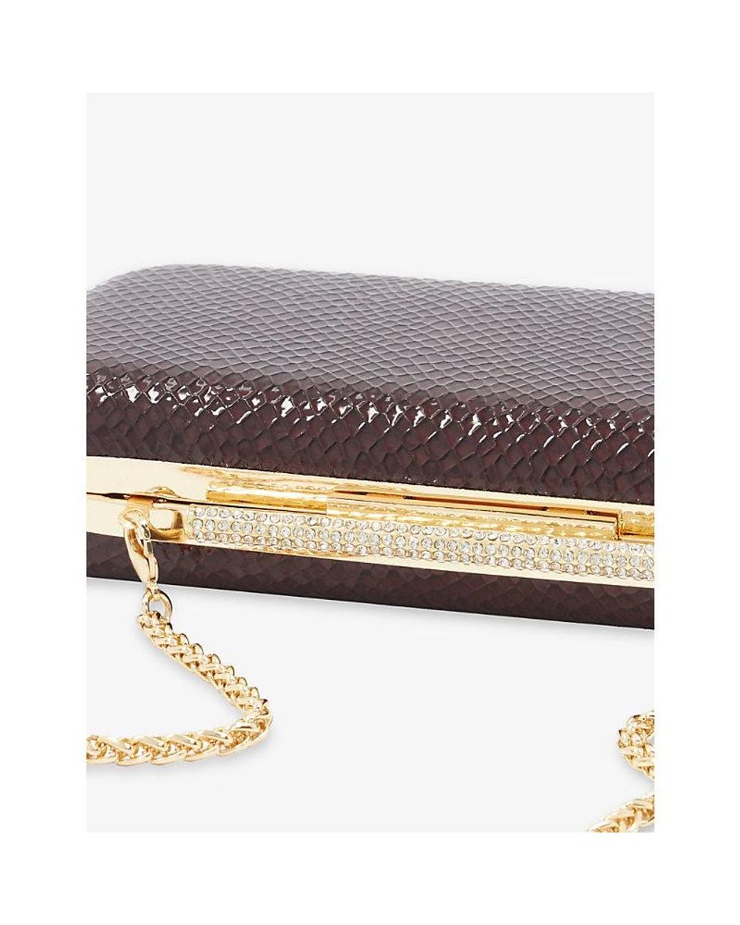 Dune Body Structured Chain-Strap Clutch Bag in Brown | Lyst UK