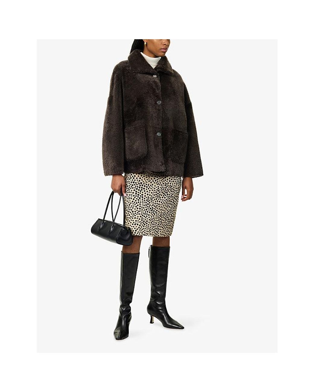 Arma Black Isabella Leather Shearling Jacket