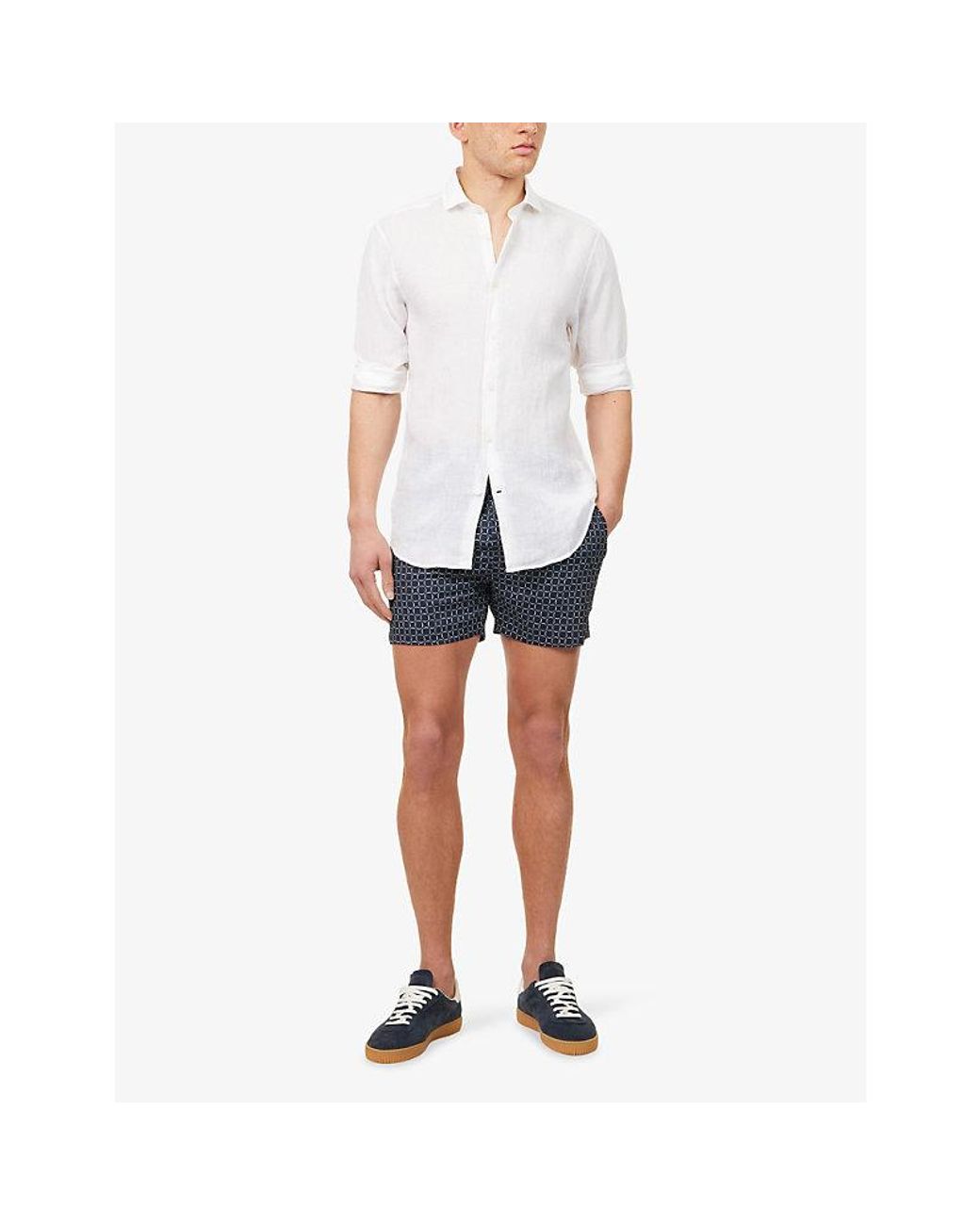Raith Blue Ifni Tailored Waist-Adjuster Swim Shorts for men