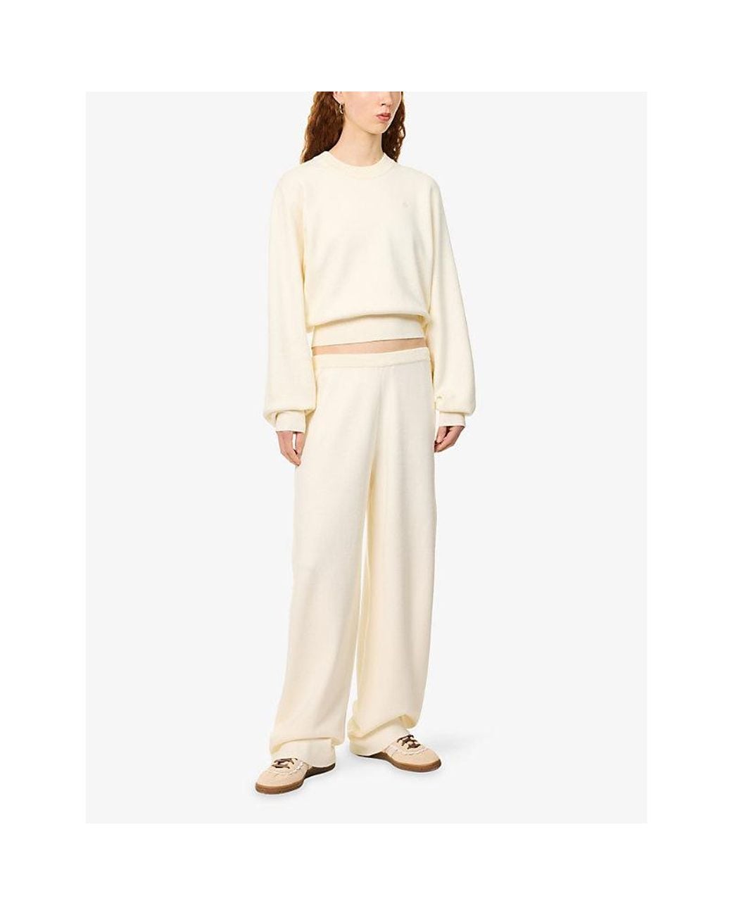The Couture Club White Compact Brand-Embroidered Knitted Jumper