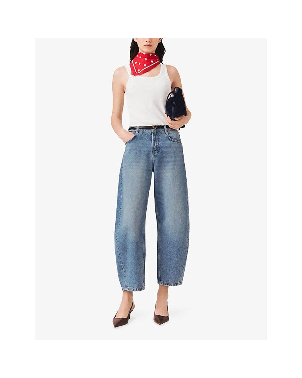 Maje Blue Balloon-Leg High-Rise Denim Jeans