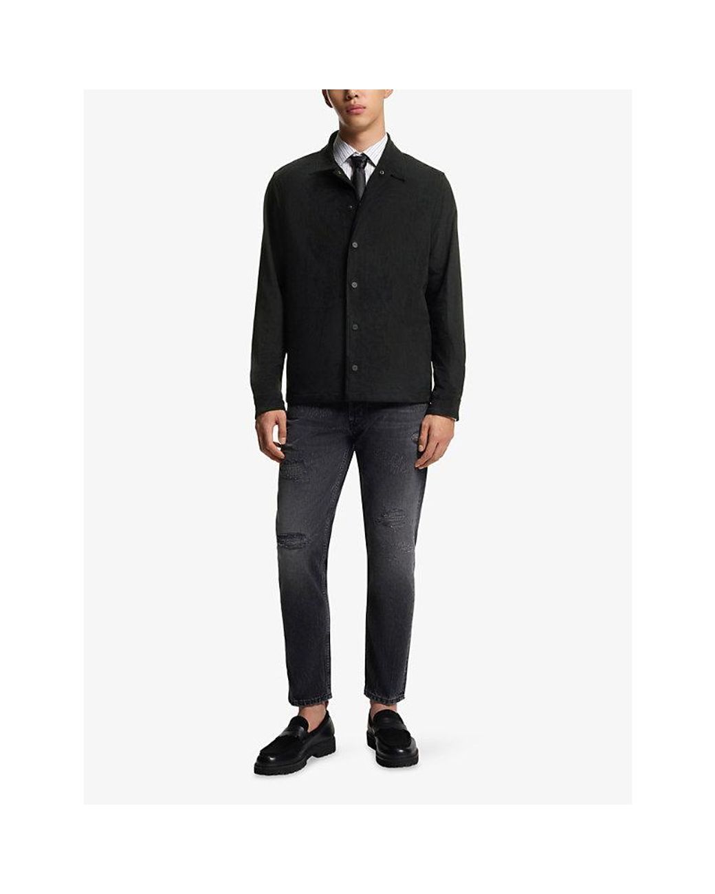 HUGO Black Oversized-Fit Shirt for men