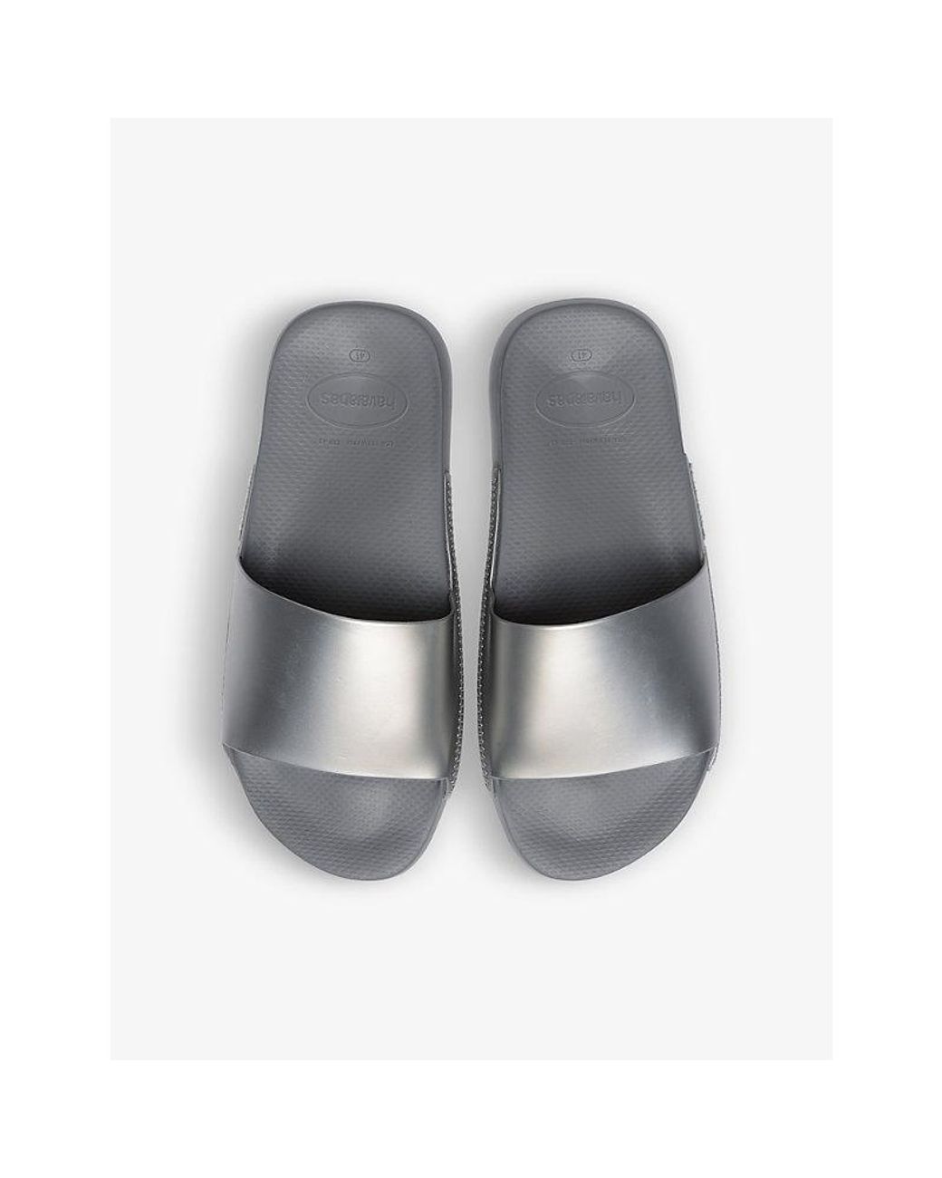 Havaianas White Classic Metallic Rubber Sliders