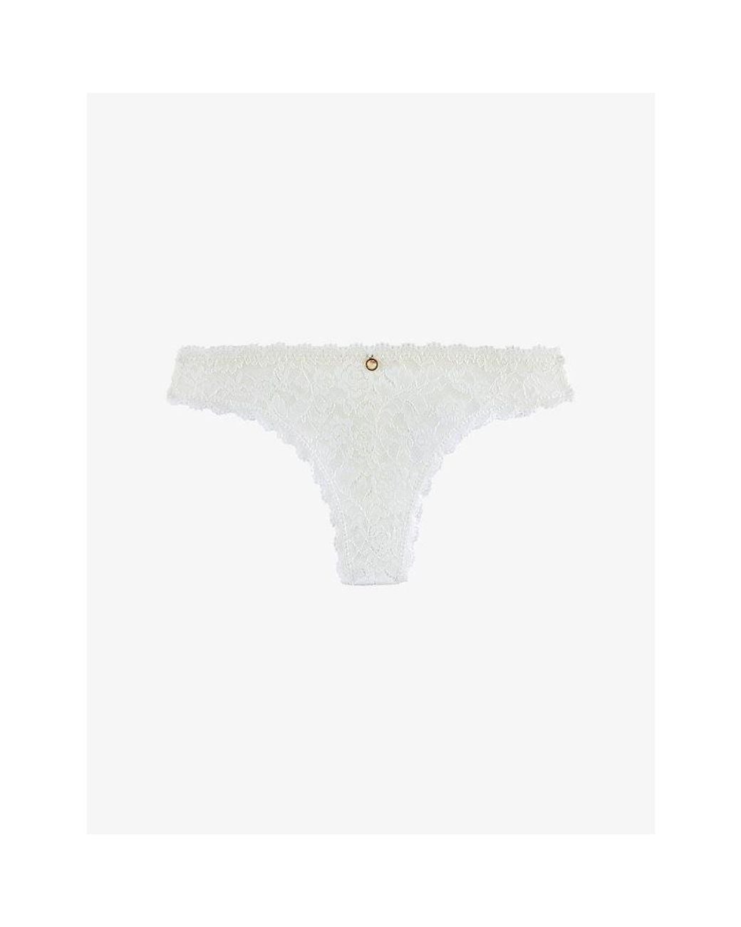 Aubade White Rosessence Mid-Rise Stretch-Lace Tanga Briefs
