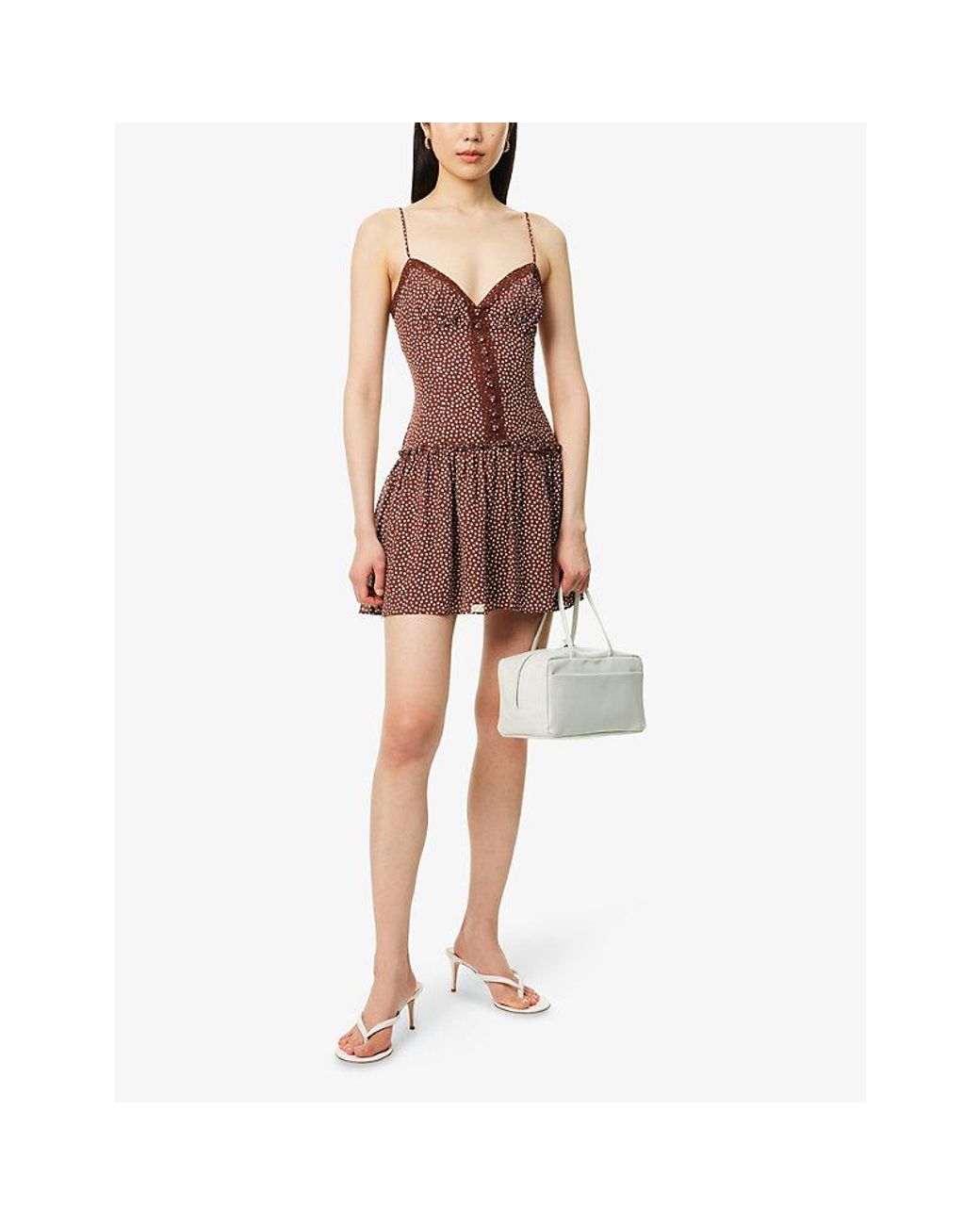 reformation brown polka dot dress Reformation Brown Polka Dot Dress S (4-6)