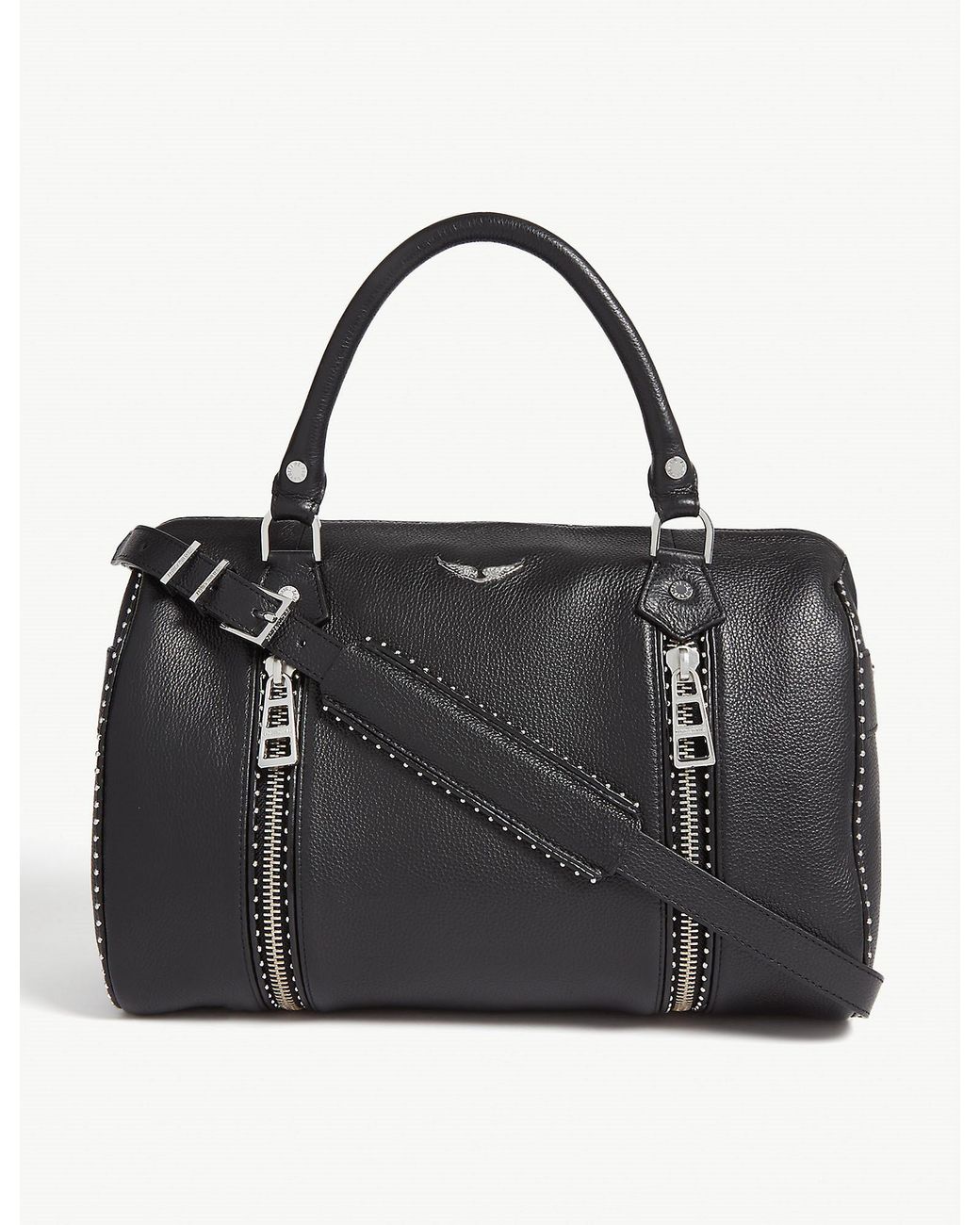 Zadig & Voltaire Sunny Studded Leather Bowling Bag in Black | Lyst
