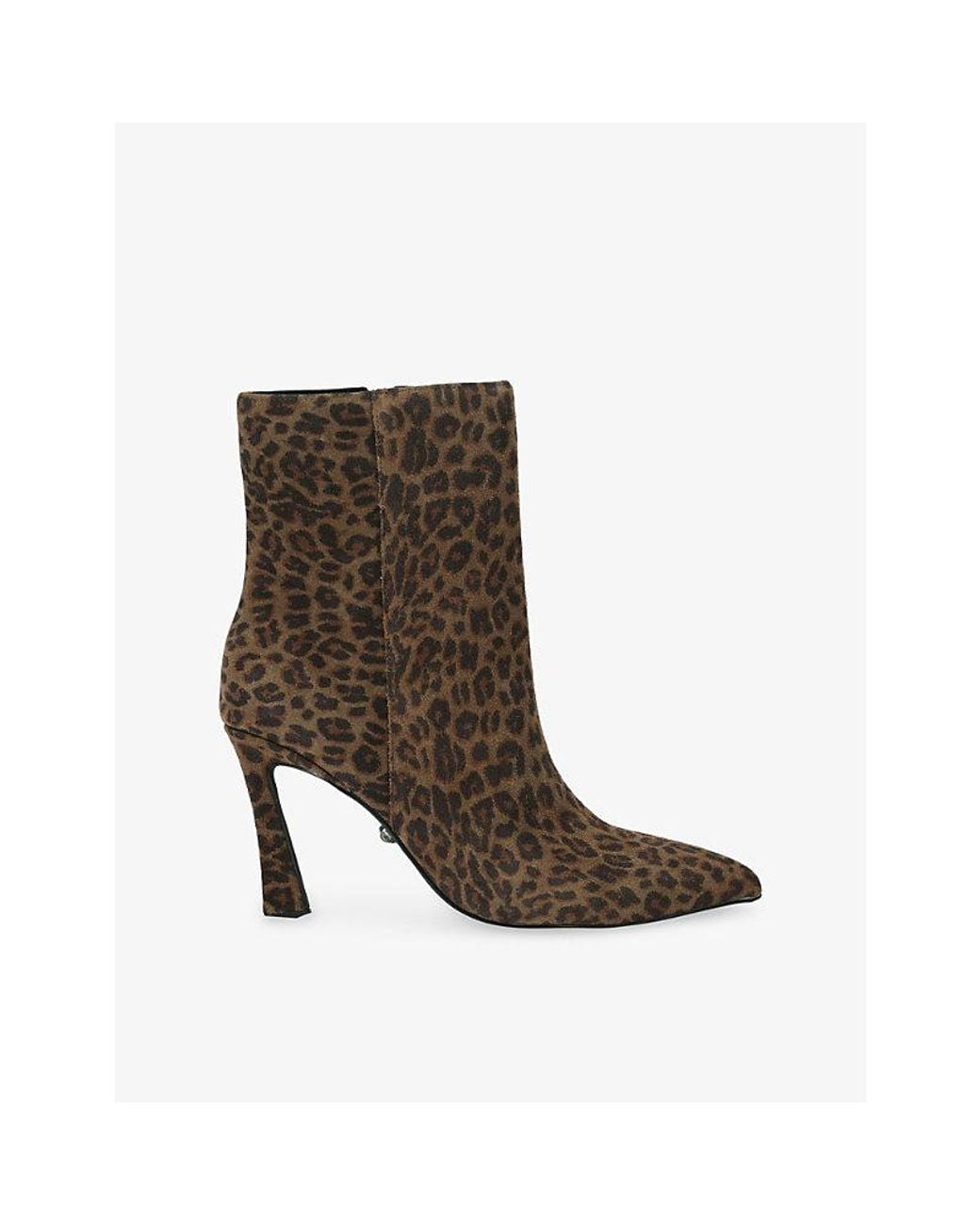 Kurt Geiger Brown Candy Leopard Heeled Suede Ankle Boots