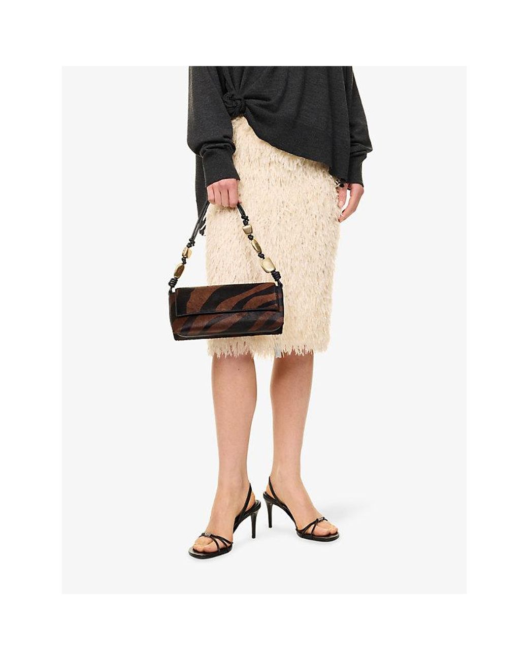Jonathan Simkhai Black Piedra Pony-Hair Leather Shoulder Bag
