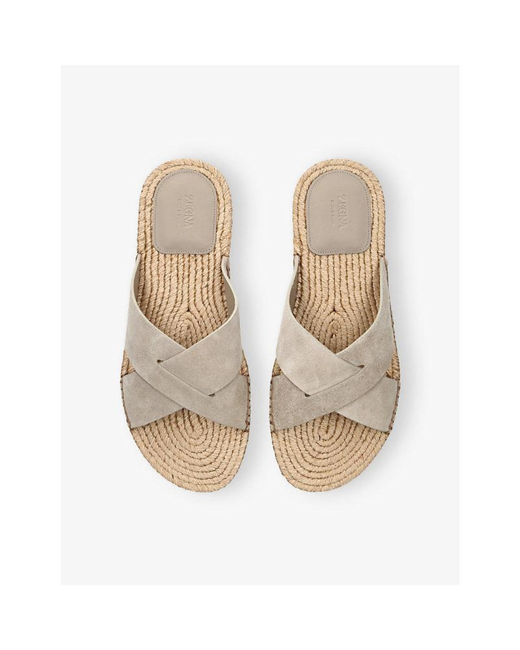 Zegna Natural Cross-Over Suede Espadrille Flat Sandals for men