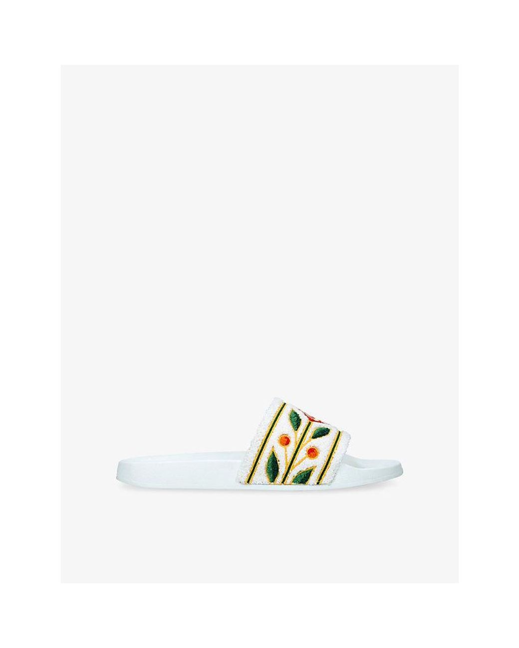 Casablanca White Embroidered Terry And Rubber Pool Sliders for men