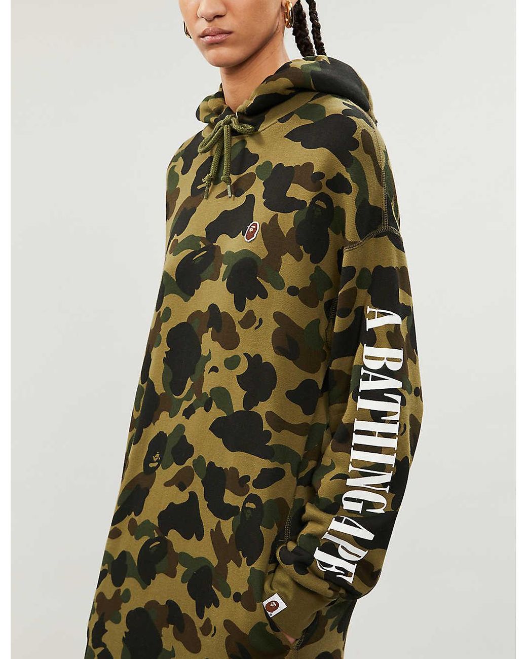 A Bathing Ape Womens Green Camouflage-print Cotton-jersey Hoody