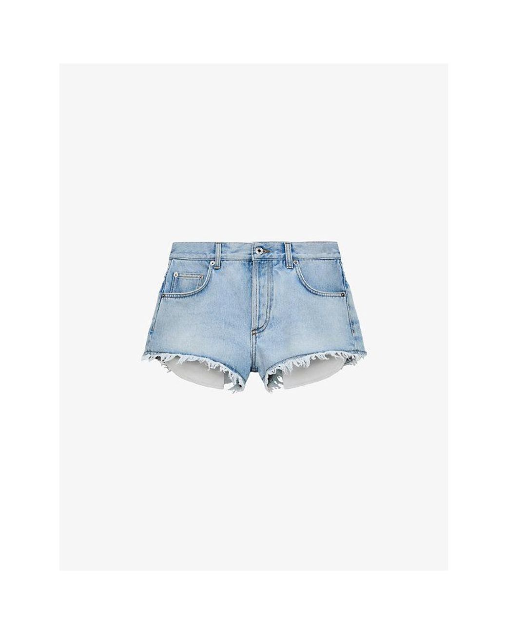 Loewe Blue X Paula's Ibiza Frayed-Hem High-Rise Denim Shorts