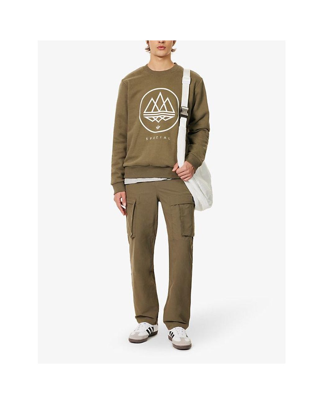 Graphic-print | Men Cotton-blend for in T-shirt Green Crewneck adidas Originals Lyst