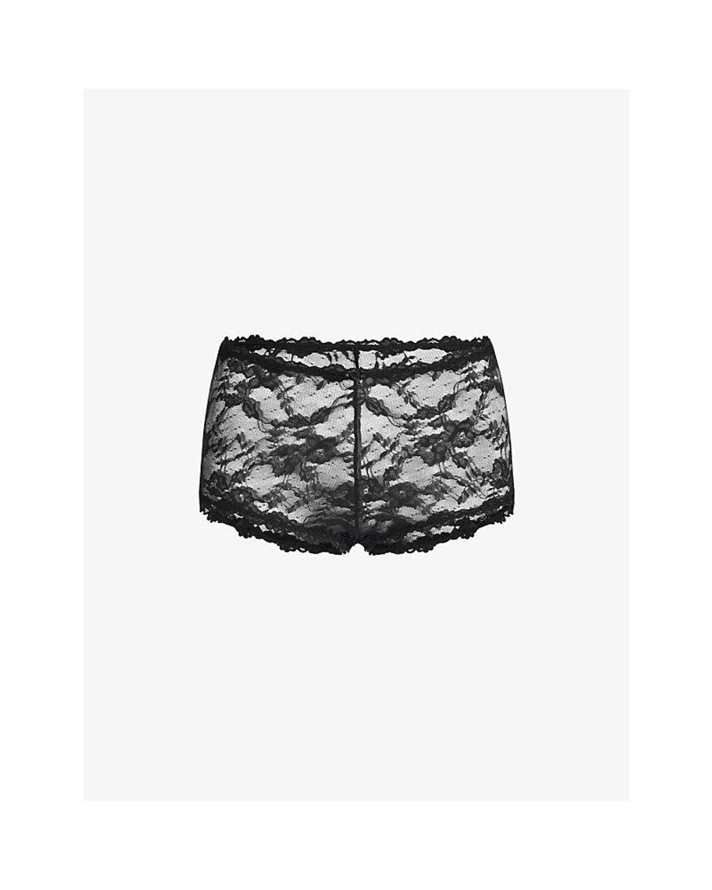 Skims Black Sheer Stretch Lace Boy Short