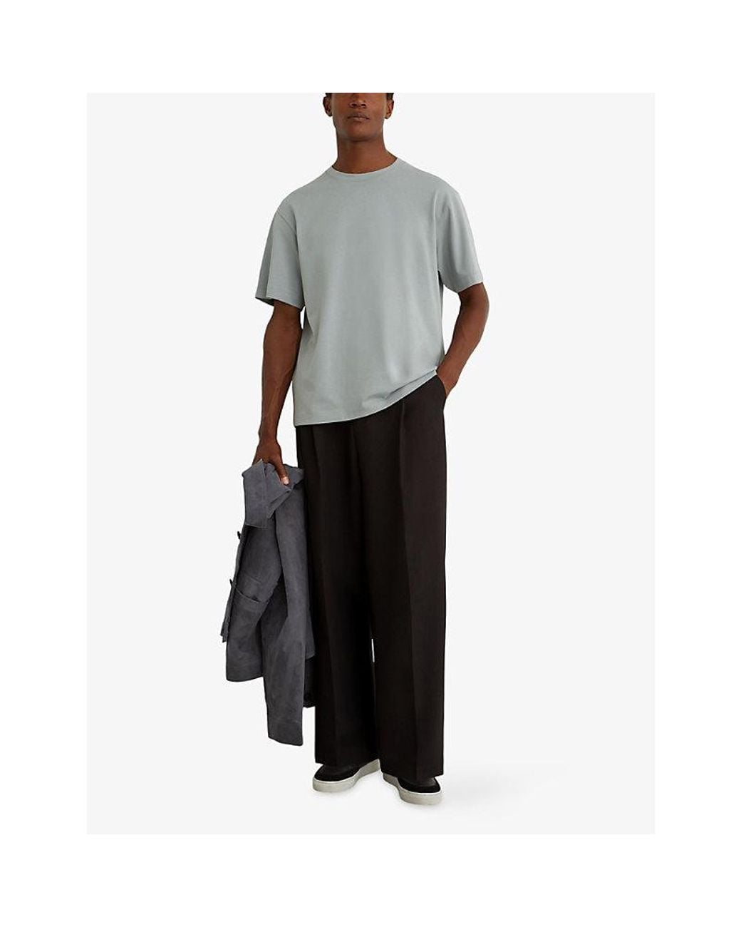 Reiss Blue Tate Relaxed-Fit Cotton T-Shirt for men