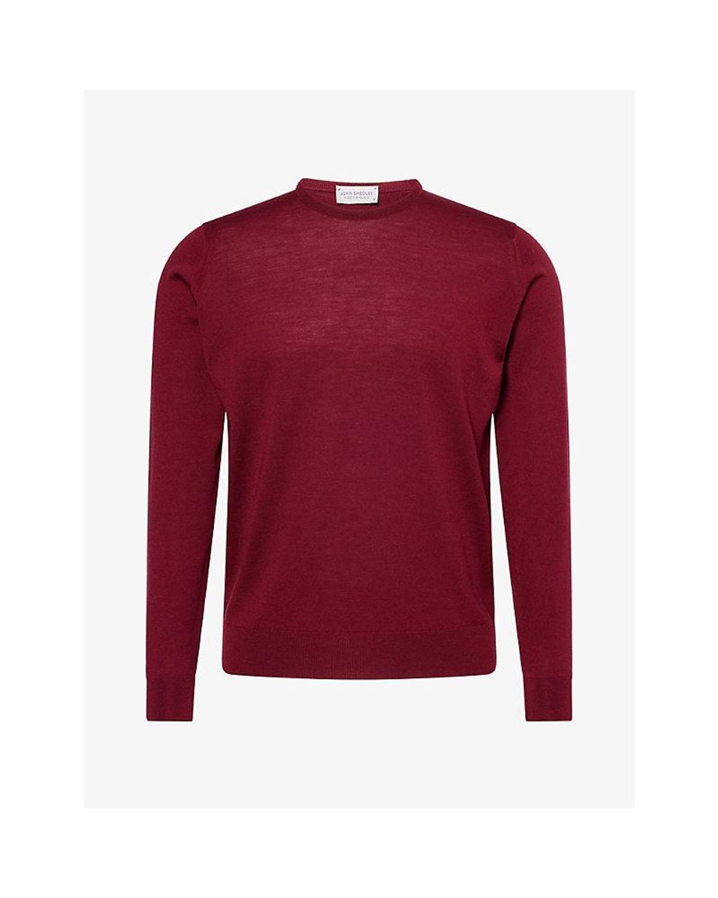 John Smedley Red Lundy Crew Neck Wool Jumper for men