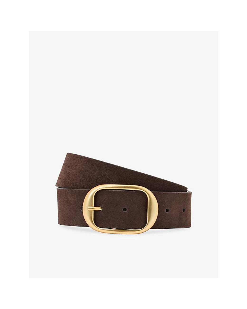 Reiss Brown Athena Oval-Buckle Suede Belt