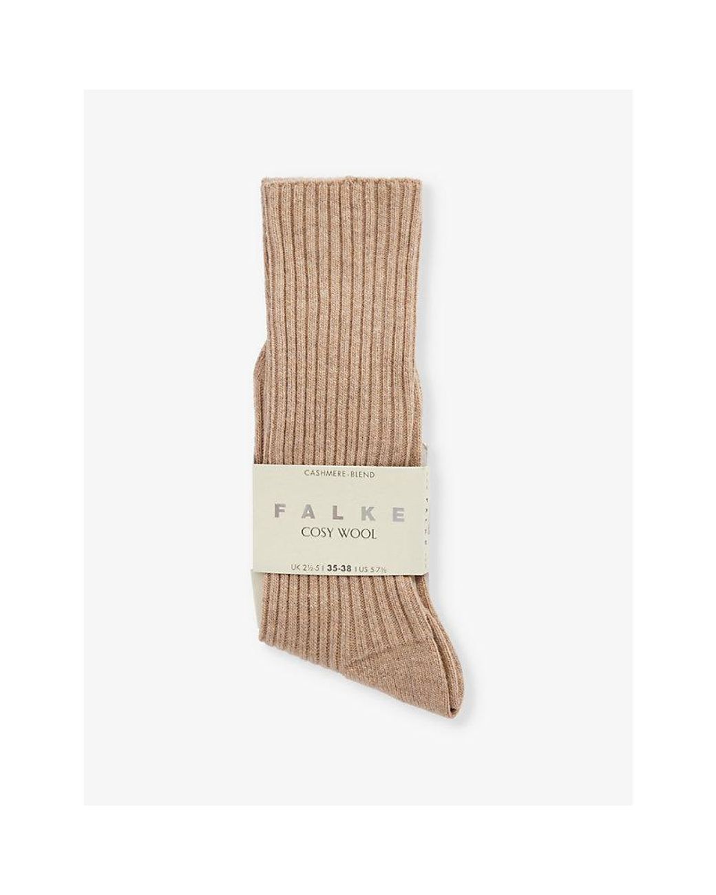 Falke Brown Cosy Wool Ribbed Knit Socks