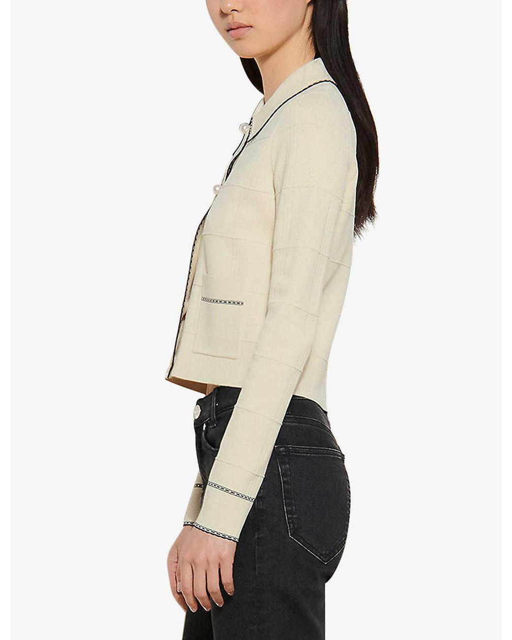 Sandro Denim Lore Braided-trim Knitted 
