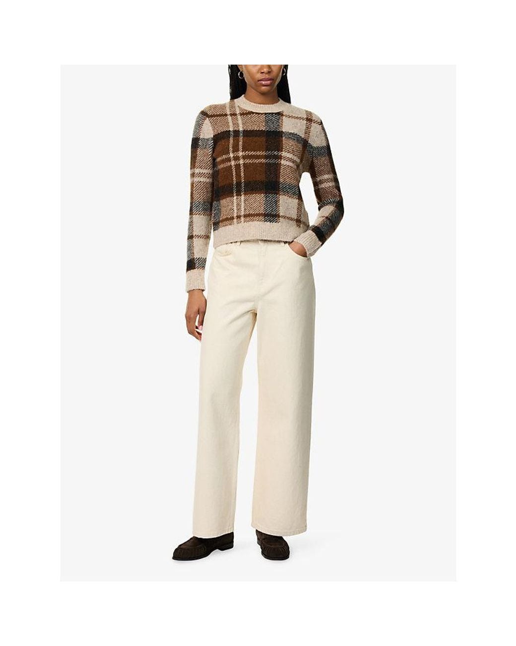 Barbour Brown Glendyn Tartan Knitted Jumper