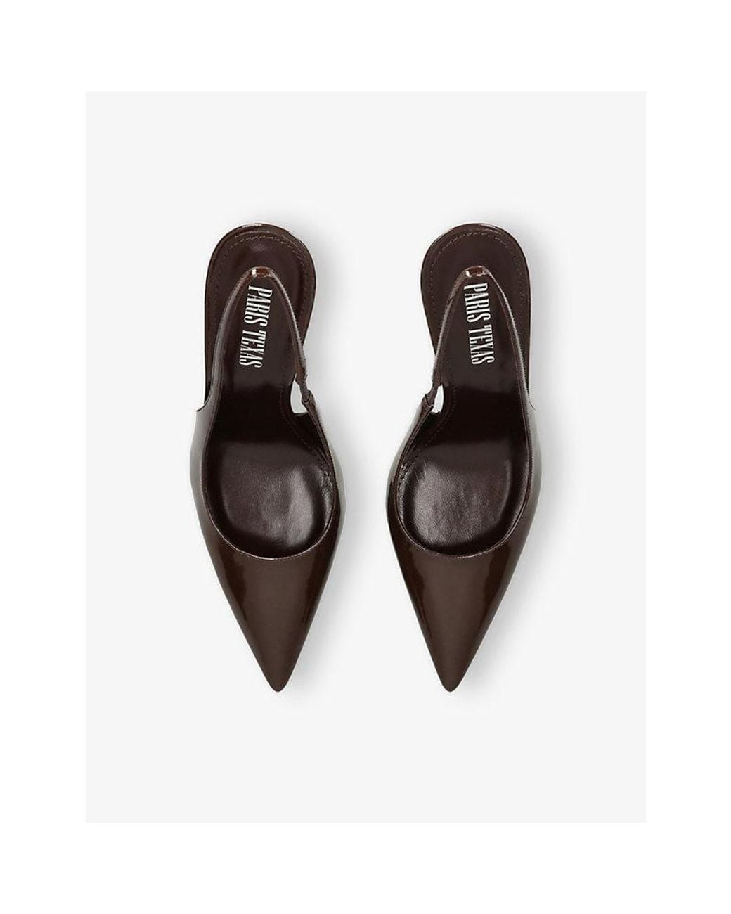 Paris Texas Brown Lidia 105 Patent-Leather Slingback Courts