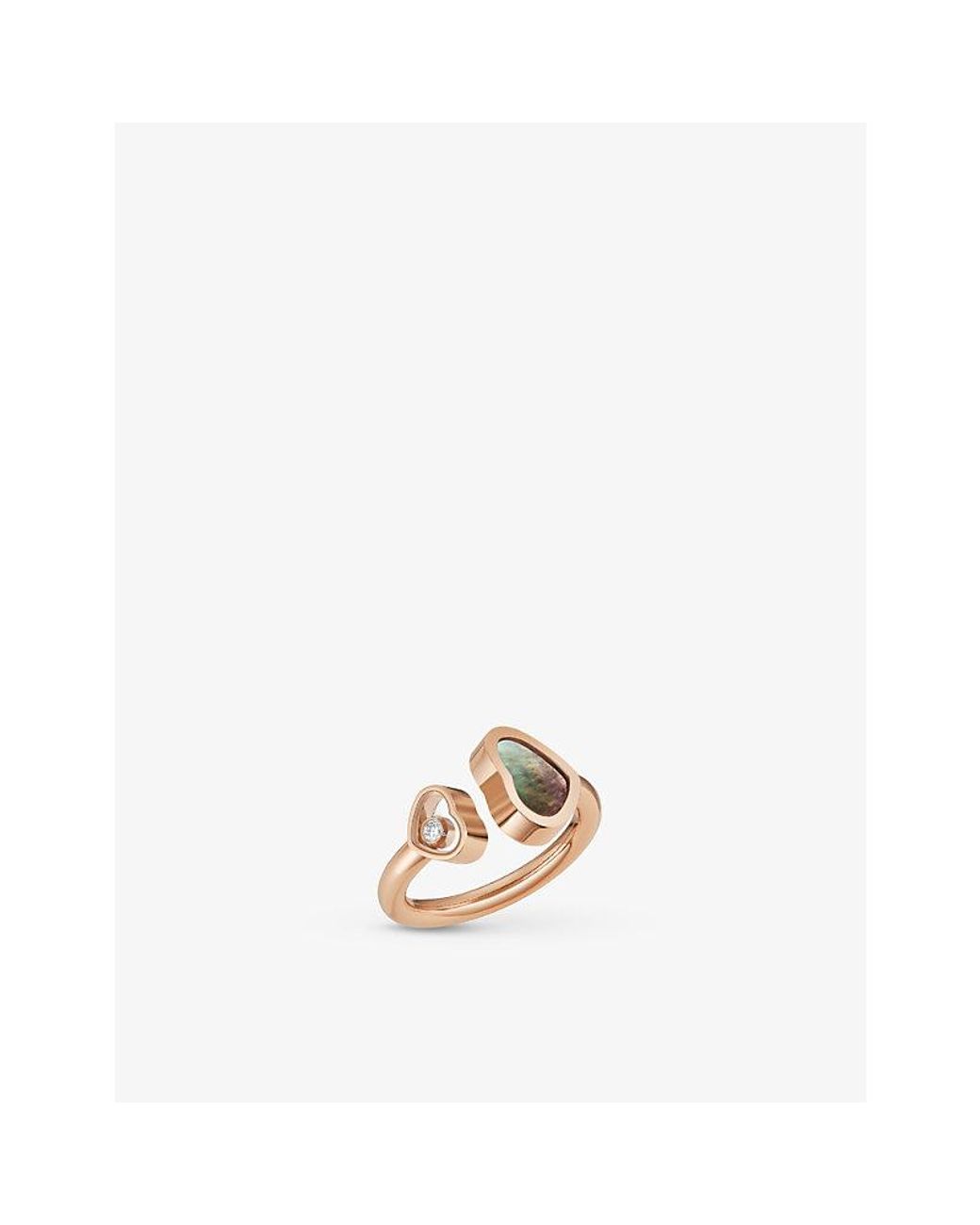 Chopard Metallic Happy Hearts 18Ct Rose- 0.04Ct Diamond And Mother-Of-Pearl Ring